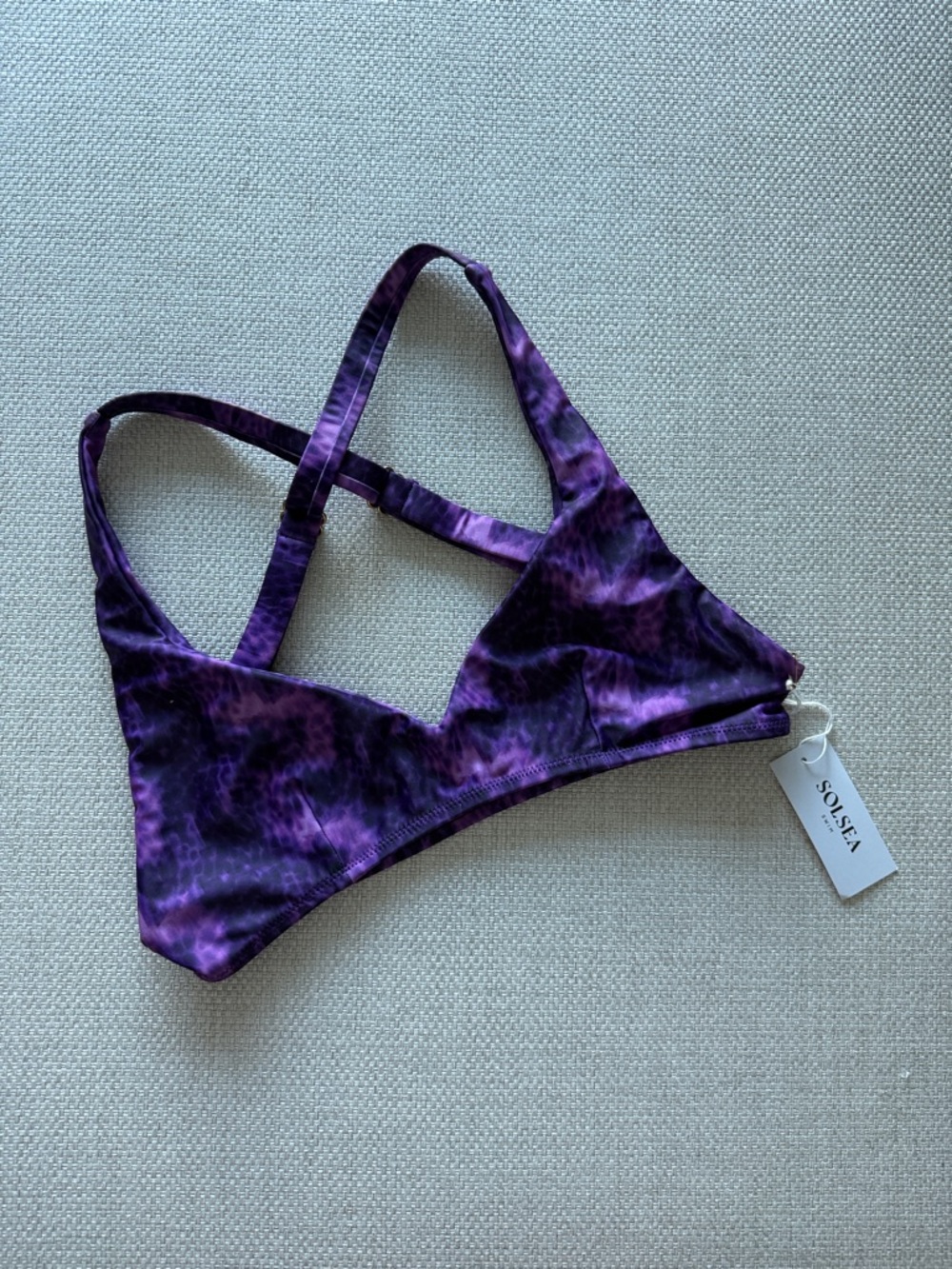 ✨ NWT SOLSEA Purple Tie-Dye Triangle Bikini Top size L